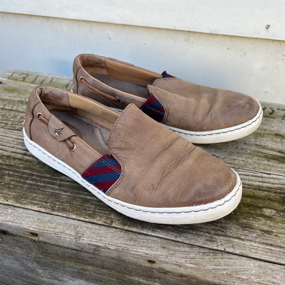 Sperry Harbor View leather slip on sneakers w Goring Panels 8M